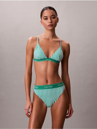 Calvin Klein Womens CK Icon Triangle Swim Bralette - Green - XS