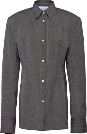 Prada single-breasted pinstripe jacket - women - Wool - 42 - Grey