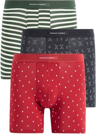 Savage x Fenty Assorted 3-Pack Boxer Briefs in Black/Green/Red at Nordstrom, Size Small