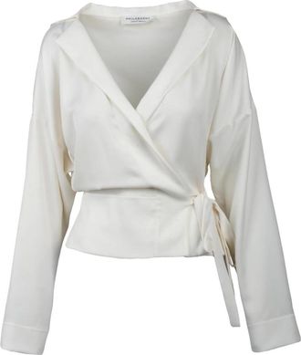 Philosophy di Lorenzo Serafini Giacca a Vestaglia in Satin - Dames - Blouses - Wit - M - Polyester - Overhemden