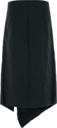 Ami Womens Midi Skirt Black Virgin Wool