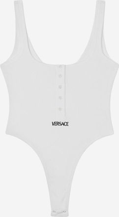 Versace Stretch Cotton Bodysuit With Logo