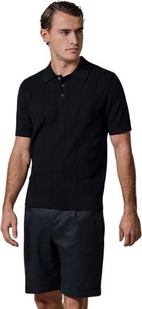 Profuomo Korte mouw polo Profuomo gestreept donkerblauw met boord