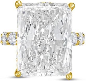 Diana M. Jewels 18kt yellow gold 5ct lab grown Radiant Diamond Ring with Pav&eacute; Round Band