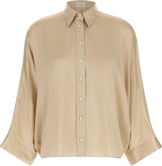 Brunello Cucinelli Beige Silk Womens Blouse