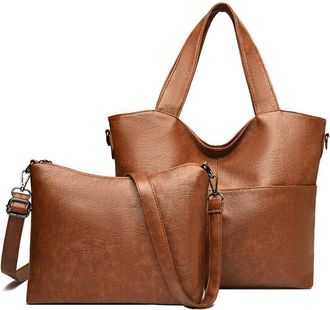 Generic Womens Set Handbag-Crossbody Bag Designer Shoulder Bags Ladies Leather Hobo Tote with Compartment for Work Travel, Daily Use, 2025 (Brown,One Size)