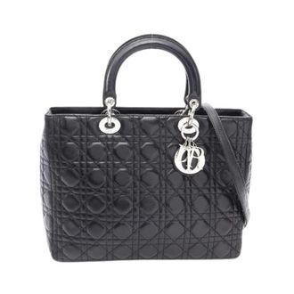 Dior Pre-owned Lady Dior Large Cannage Leather Handbag - Dames - Pre-owned - Zwart - Maat: ONE Size Leer