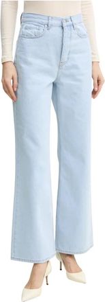 2nd Day Flossan Straight Jeans - Dames - Wijde Broeken - Blauw - W27 - Katoen - Broeken