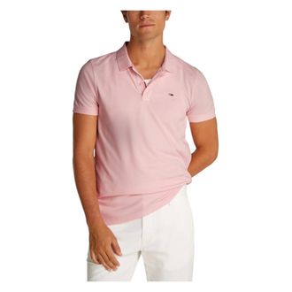 Tommy Jeans Tops, Heren, Roze, M, Katoen, Korte Mouw Polo in Katoen Collectie
