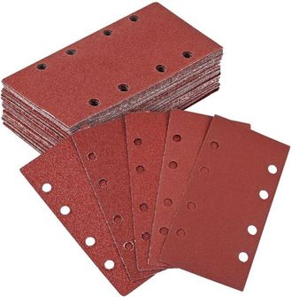 OEM Disques Abrasifs - 93 X 185 Mm - 8 Trous - Grains P40 P60 P80 P120 P240 - Pour Ponceuses Rectangulaires - 50 Pi&egrave;ces