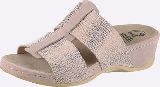 Mubb Pantolette MUBB, Damen, Gr. 36, ros&eacute;, bedruckt, Glattleder, Leder, Veloursleder, Basic, Schuhe Pantolette