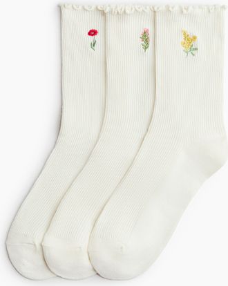 H&M 3er-Pack Socken mit Overlockdetail - White