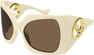 Gucci Stijlvolle Zonnebril Zwart Montuur - Dames - Zonnebrillen - Beige - 64 MM - Accessoires