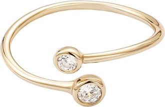 Adornia Double Bezel Set 925 Sterling Silver CZ Open Band Ring in Gold at Nordstrom Rack, Size 7/8