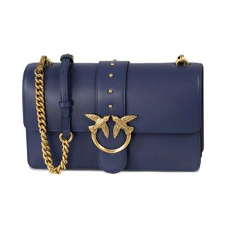 Pinko Cross Body Bags, female, Blue, ONE SIZE, Blue and Gold Shoulder Bag Aw25