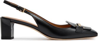 Tod's Barretta 50 Smoothed Leather Slingback Pumps - Black