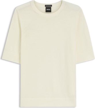 BOSS Short-sleeved sweater in merino wool