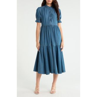 Seasalt Cornwall Feather Star Midi Dress in Mid Wash Indigo at Nordstrom, Size 16 Us