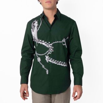 Burberry Knight Hardware Printed Cotton Shirt, Size XX-Large