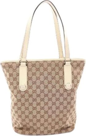 Gucci Pre-owned Tote Bags, female, Beige, Size: ONE SIZE Pre-owned GG Canvas Tote Bag