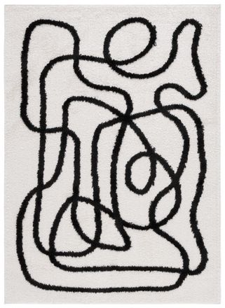 Safavieh Alfombra moderno de poli&eacute;ster blanco/negro, 122 x 183 cm