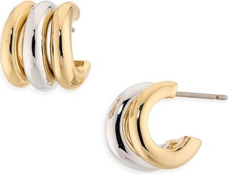 Kate Spade New York tiny twinkles two tone trio huggie hoop earrings in Gold Silver at Nordstrom