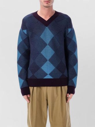 Dries Van Noten argyle v neck knit sweater geometric