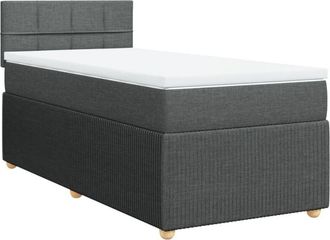 vidaXL Cama Box Spring Con Colch&oacute;n Tela Gris Oscuro 100x200 Cm Vidaxl