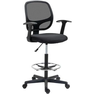 Vinsetto Vinsetto - Mesh Drafting Chair with Adjustable Footrest Ring and Swivel Wheels