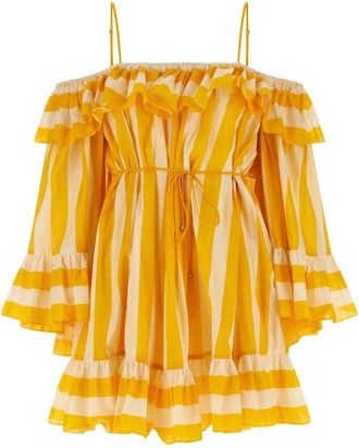 Zimmermann Daylight Stripe Mini Dress - Dames - Korte kleedjes - Geel - 2XS - Katoen - Kleedjes
