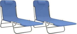 vidaXL Tumbonas Plegables 2 Uds Acero Y Textilene Azul Vidaxl