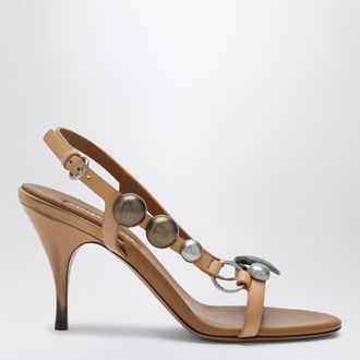 Miu Miu Honey-colored leather sandals with metal details