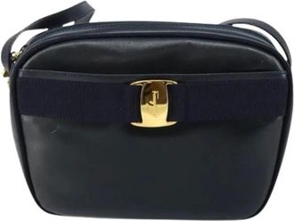 Ferragamo Pre-owned Cross Body Bags, female, Blue, Size: ONE SIZE Pre-owned Leather Shoulder Bag