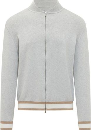 FILIPPO DE LAURENTIIS Bomber Zip Ml Cotone - Heren - Vesten - Grijs - 3XL - Katoen - Truien & Vesten