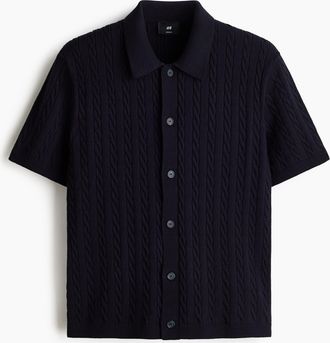 H&M Hemd in Zopfstrick Regular Fit - Blue