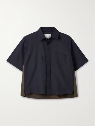 sacai Camicia In Cr&ecirc;pe E Shell - Blu
