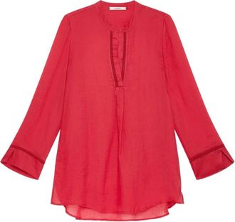 Maliparmi Licht Ramie Kaftan - Dames - Blouses - Rood - M - Overhemden