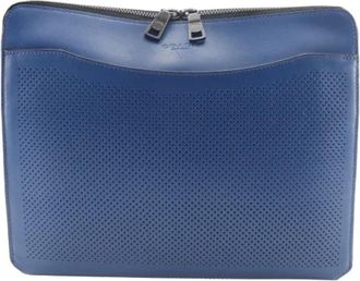 Coach Pre-owned Leather Clutch - Dames - Vintage Clutch - Blauw - ONE Size - Leer - Vintage
