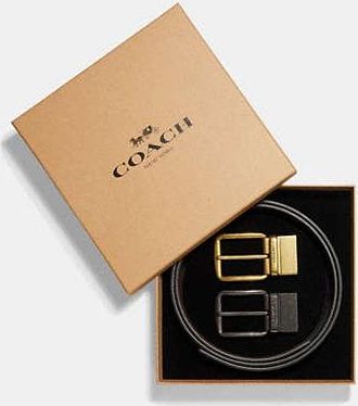 Coach Mens Boxed Harness Buckle Cut-To-Size Reversible Belt, 38 Mm in Black | Leather