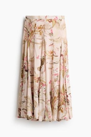 H&M Flared Viscose-blend Skirt in Light Peach Pink/floral at Nordstrom, Size 18