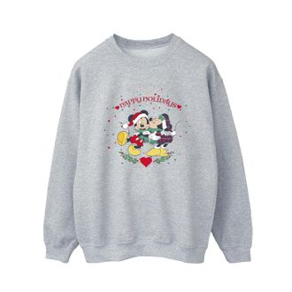 Disney Heren Mickey Mouse Mickey Minnie Kerstmis Sweatshirt (Sportgrijs)