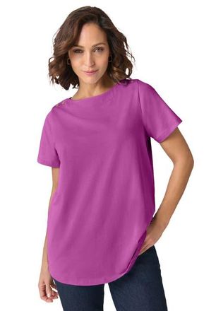 Jessica London Short Sleeve Boatneck Knit Tee in Deep Orchid at Nordstrom, Size Small