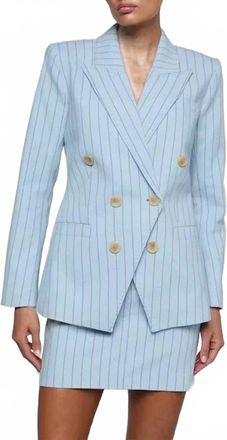 L'agence Womens Kyomi Double-Breasted Blazer In Light Blue / Sienna Pinstripe