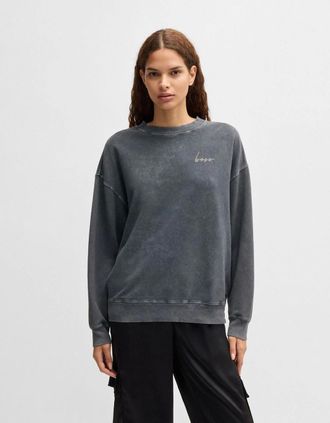 HUGO BOSS Womens C Elaslogan Sweatshirt - Black - Size: 18/16