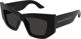 Alexander McQueen Gedurfde geometrische oversized zonnebril voor vrouwen - Dames - Zonnebrillen - Zwart - 53 MM - Leer - Accessoires