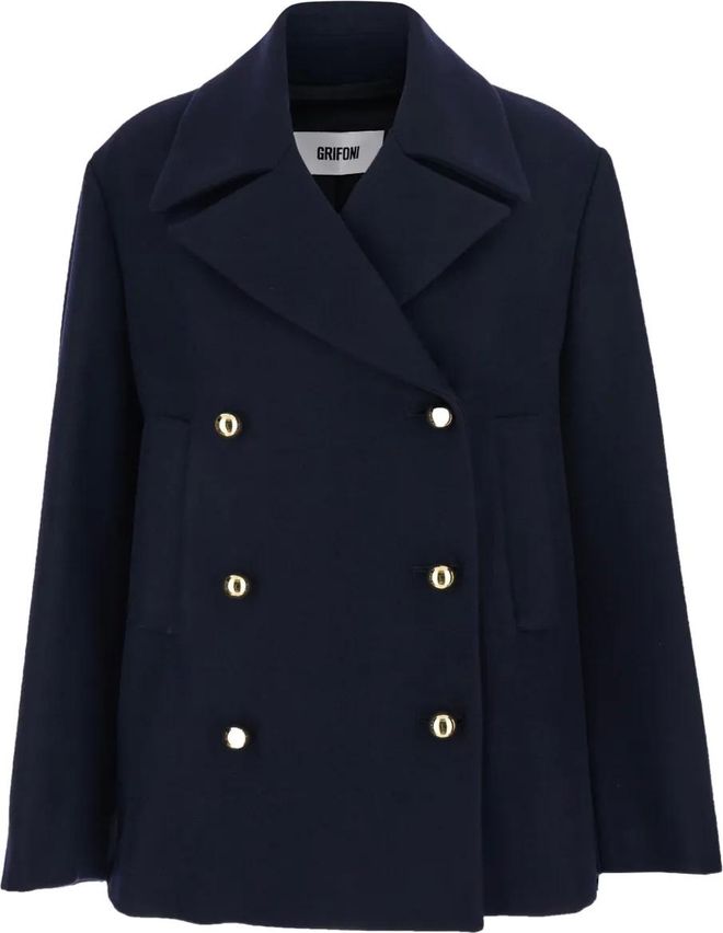 double-breasted wool jacket - Blue