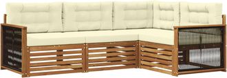vidaXL Conjunto De Sof&aacute;s De Exterior 4 Uds. Natural Y Crema Vidaxl