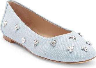 Stuart Weitzman Tammy Crystal Embellished Ballet Flat in Light Blue at Nordstrom Rack, Size 10.5