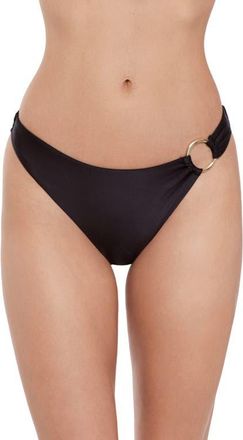 Steve Madden Scoop Front Ring Hipster Bikini Bottoms in Raven Black at Nordstrom, Size X-Small