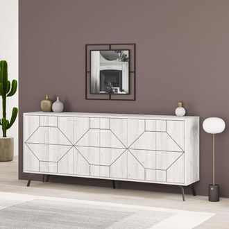 Decortie 6-Doors Push-to-open Doors Sideboard Dune with Metal Legs 183cm in Off-White | Size: 3 Pack